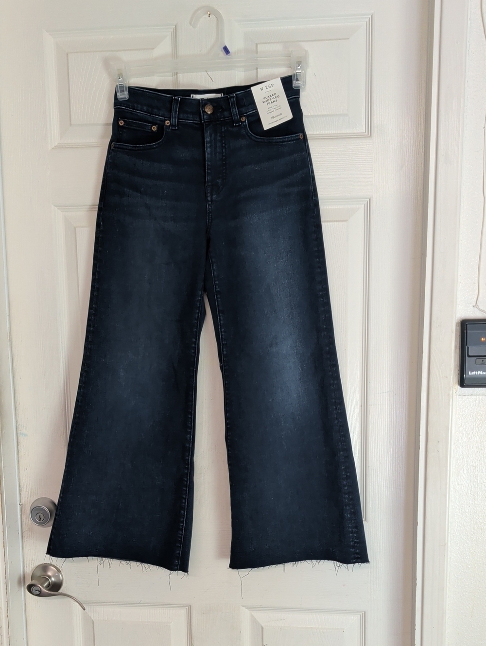 Madewell Flared Wide Leg Crop Denim Dark Blue Jeans Magic Pockets Women 26 P